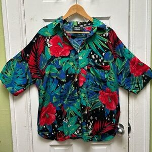 Vintage Maximalist Tropical Blouse Size Large